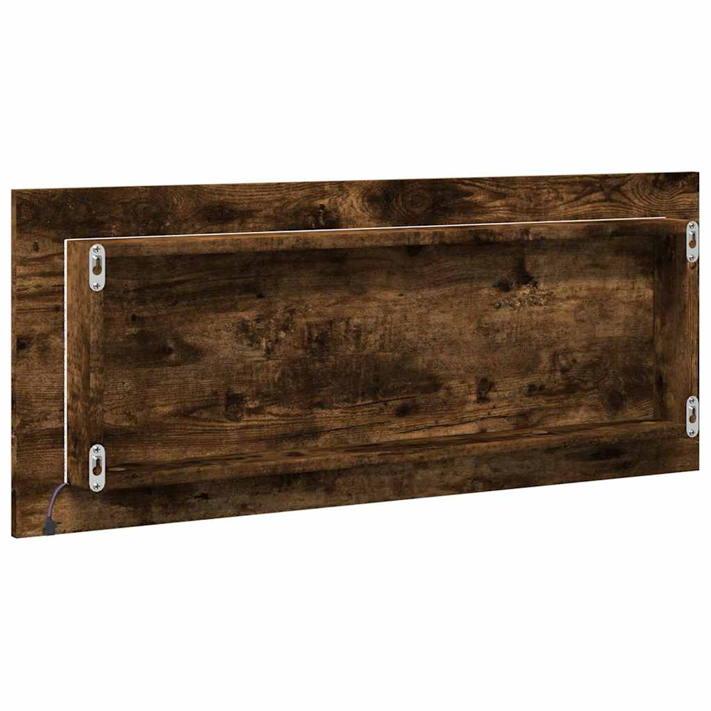 LED Bathroom Mirror Smoked Oak 100x8.5x37 cm Engineered Wood