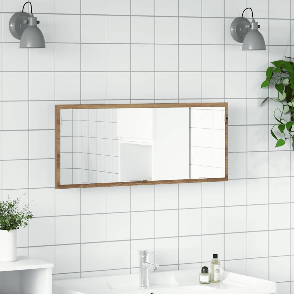 LED Bathroom Mirror Artisan Oak 100x8.5x37 cm Engineered Wood