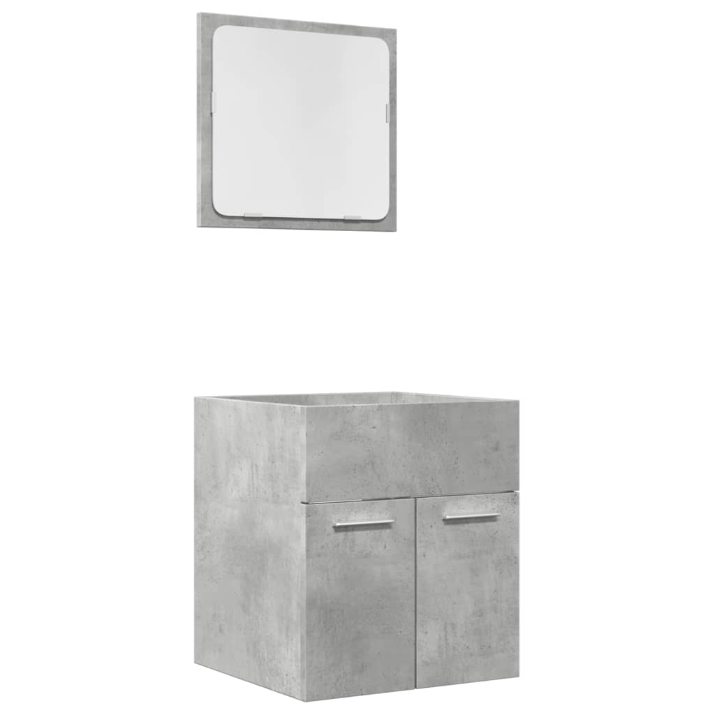 2 Piece Bathroom Furniture Set Concrete Grey Engineered Wood