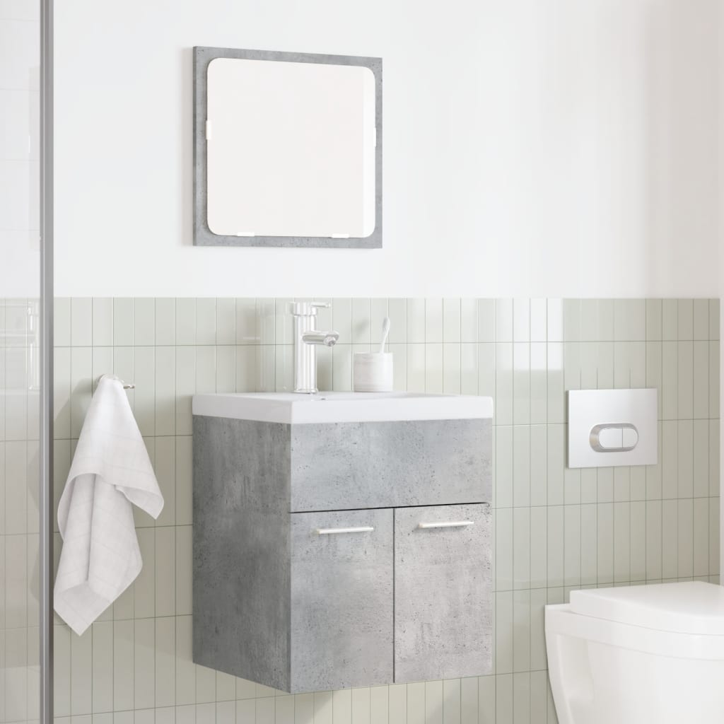 2 Piece Bathroom Furniture Set Concrete Grey Engineered Wood