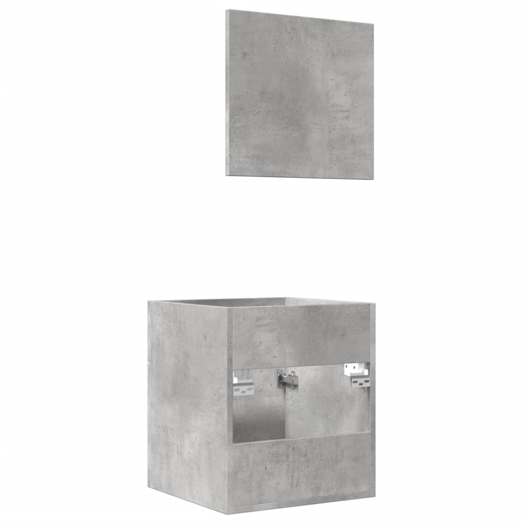 2 Piece Bathroom Furniture Set Concrete Grey Engineered Wood