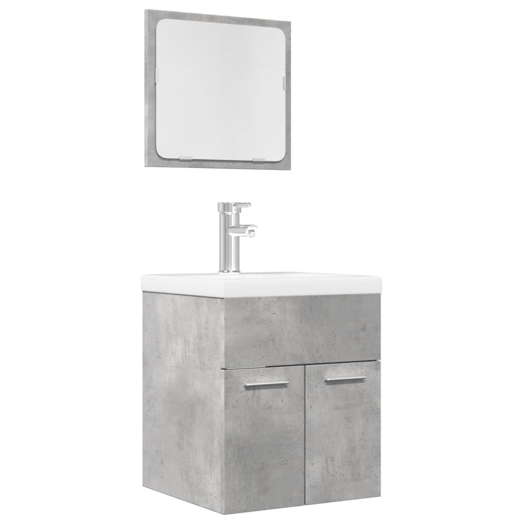 2 Piece Bathroom Furniture Set Concrete Grey Engineered Wood