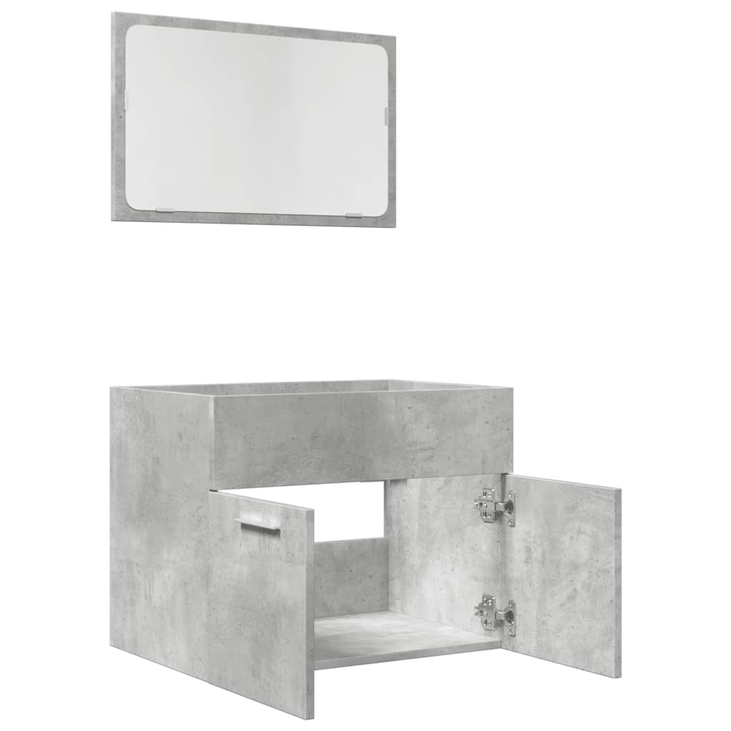 2 Piece Bathroom Furniture Set Concrete Grey Engineered Wood