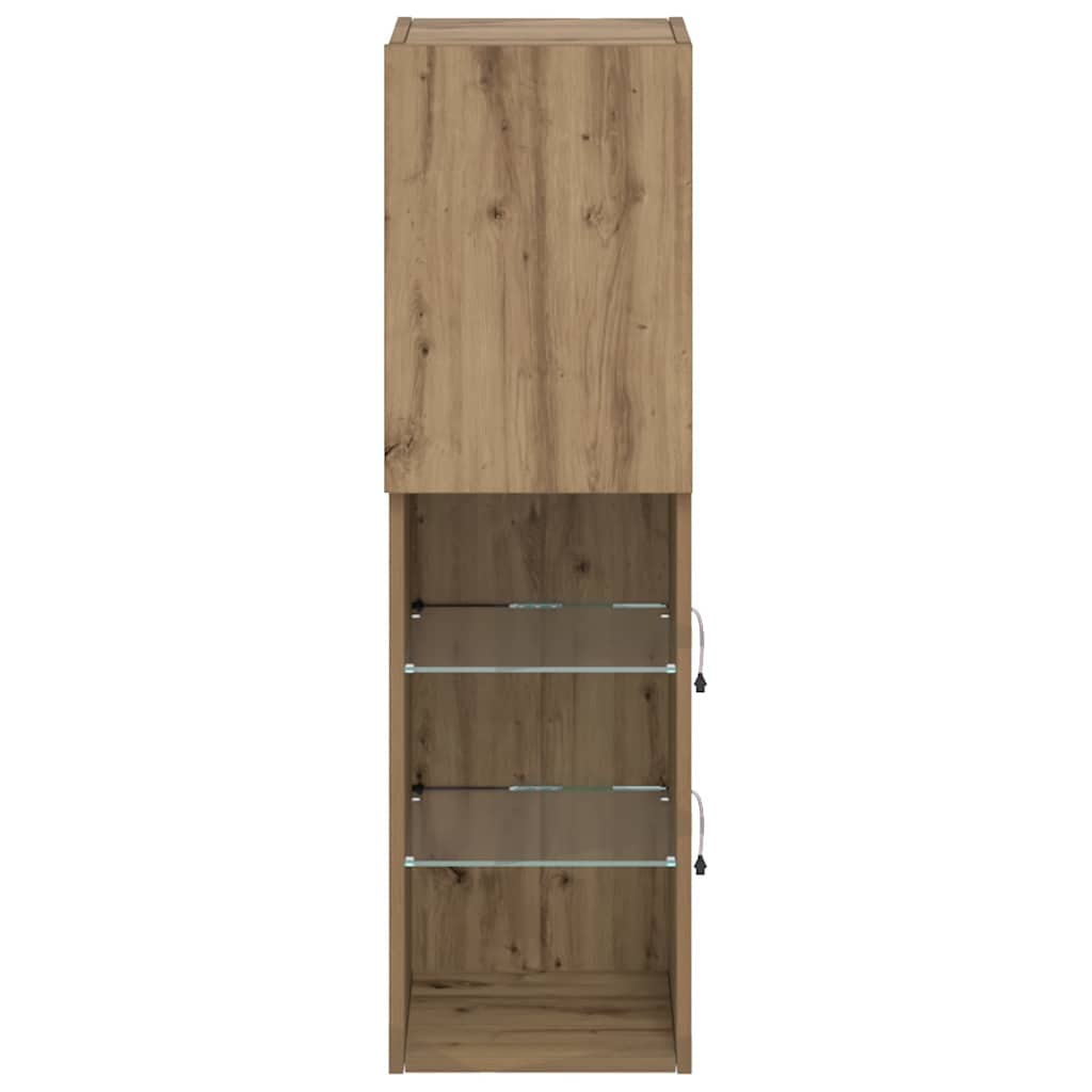 TV Cabinet with LED Lights Artisian Oak 30.5x30x102 cm