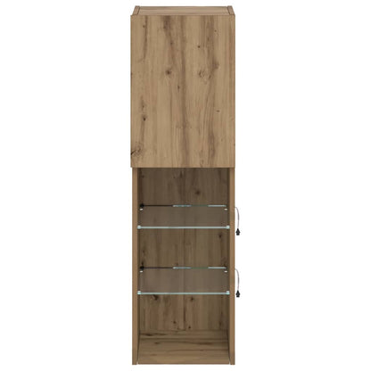 TV Cabinet with LED Lights Artisian Oak 30.5x30x102 cm