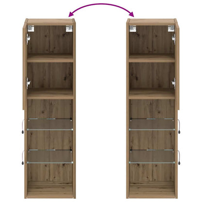 TV Cabinet with LED Lights Artisian Oak 30.5x30x102 cm