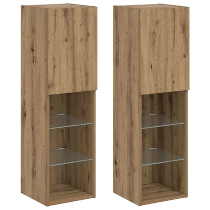 TV Cabinets with LED Lights 2 pcs Artisian Oak 30.5x30x102 cm
