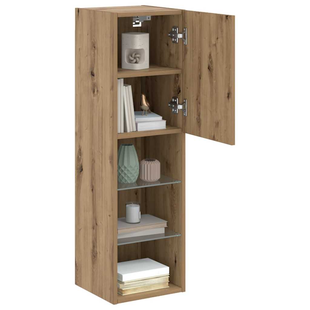 TV Cabinets with LED Lights 2 pcs Artisian Oak 30.5x30x102 cm