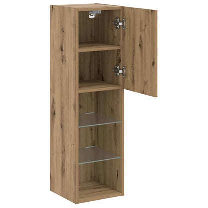 TV Cabinets with LED Lights 2 pcs Artisian Oak 30.5x30x102 cm