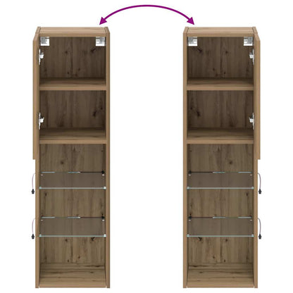TV Cabinets with LED Lights 2 pcs Artisian Oak 30.5x30x102 cm