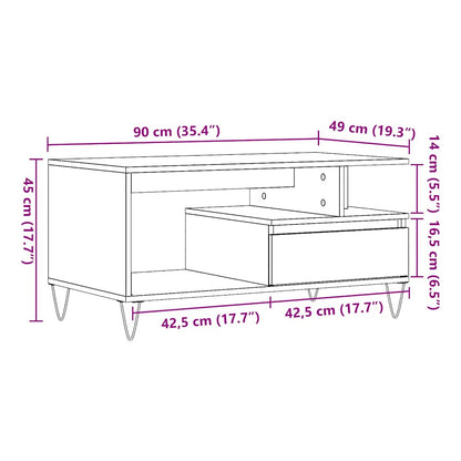 Coffee Table Artisan Oak 90x49x45 cm Engineered Wood