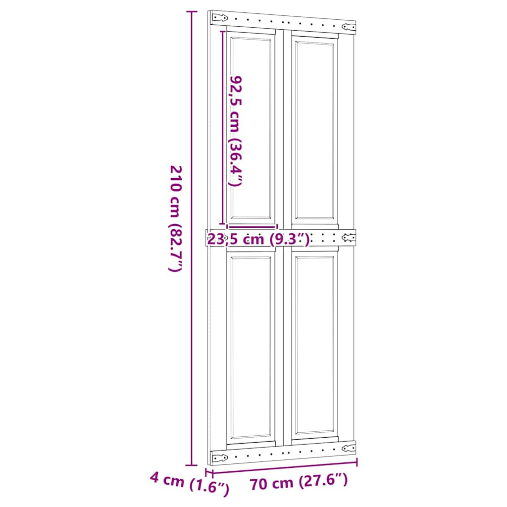 Barn Door CORONA 70x210 cm Solid Wood Pine