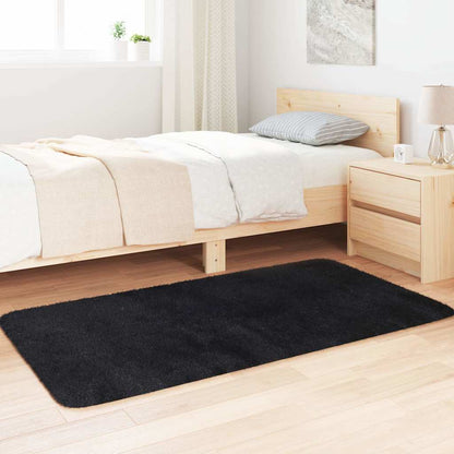 Shaggy Rug High Pile NAVARRA Black 80x150 cm Polyester
