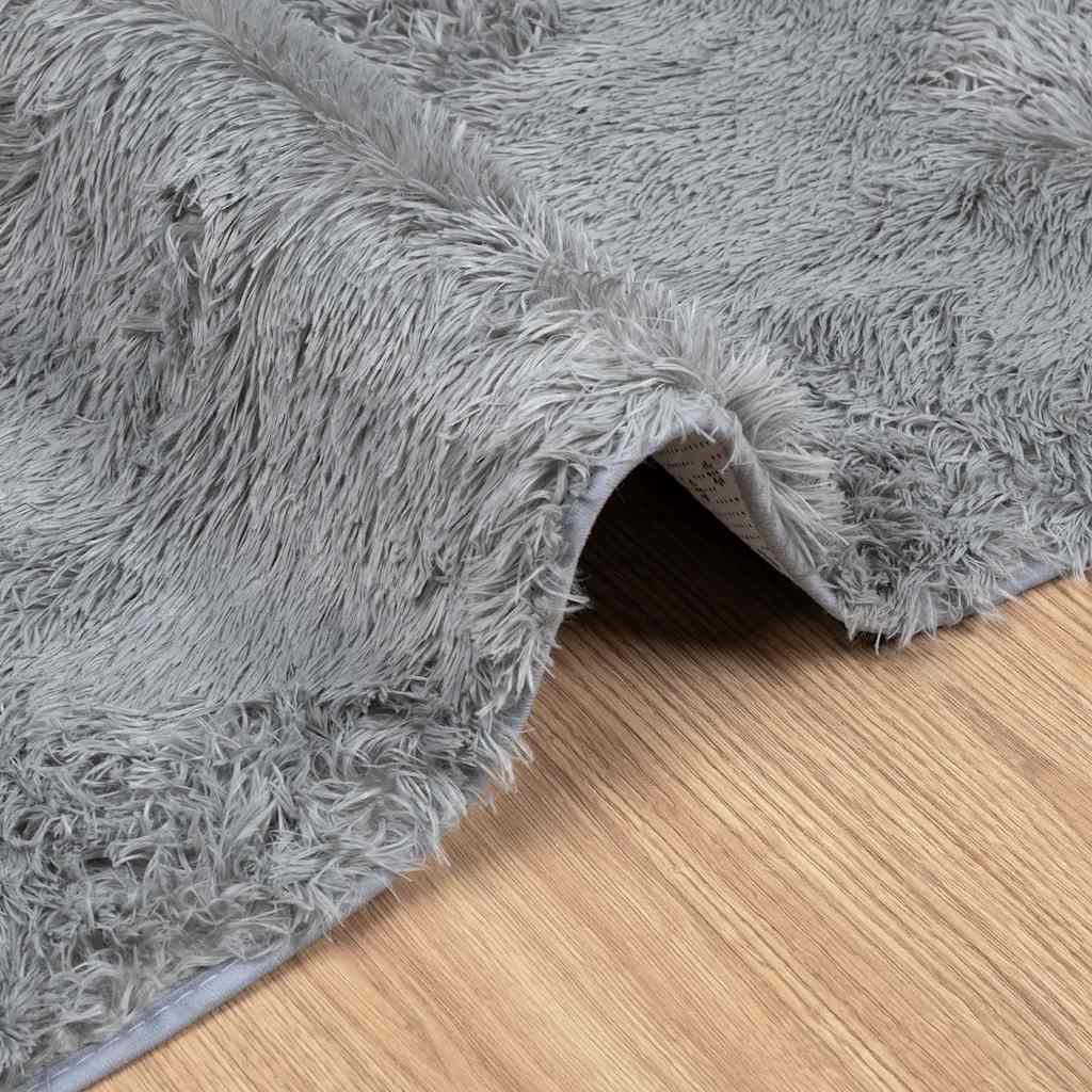 Shaggy Rug High Pile NAVARRA Light Grey 80x150 cm Polyester