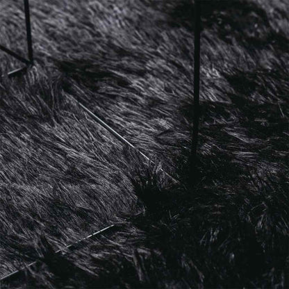 Shaggy Rug High Pile NAVARRA Black 120x120 cm Polyester