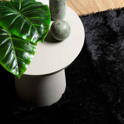 Shaggy Rug High Pile NAVARRA Black 120x120 cm Polyester