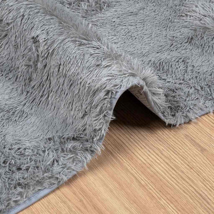 Shaggy Rug High Pile NAVARRA Light Grey 120x120 cm Polyester