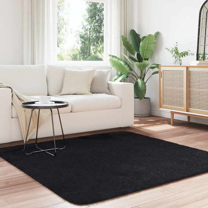 Shaggy Rug High Pile NAVARRA Black 160x160 cm Polyester