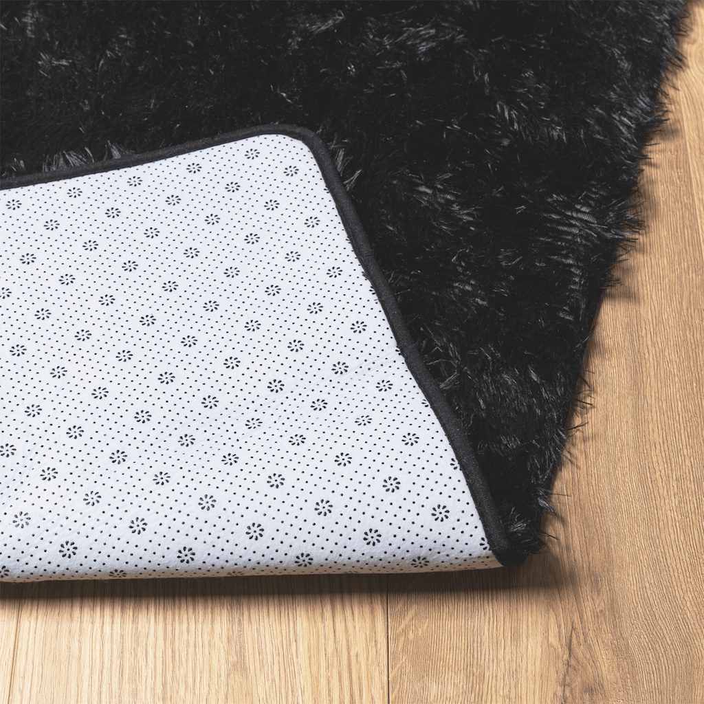 Shaggy Rug High Pile NAVARRA Black 160x160 cm Polyester