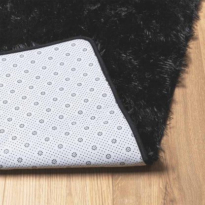 Shaggy Rug High Pile NAVARRA Black 160x160 cm Polyester