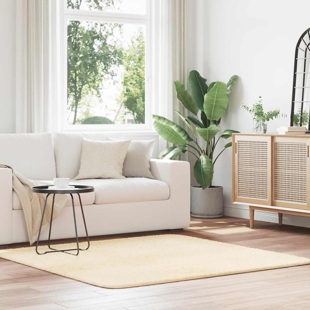 Shaggy Rug High Pile NAVARRA Cream 160x160 cm Polyester
