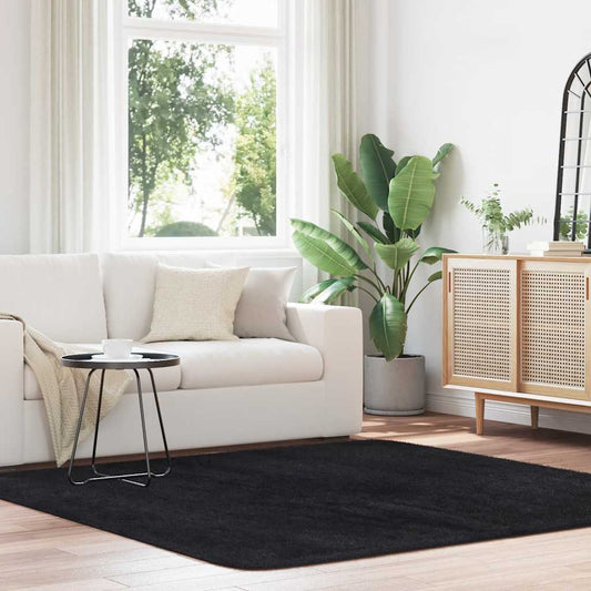 Shaggy Rug High Pile NAVARRA Black 200x200 cm Polyester