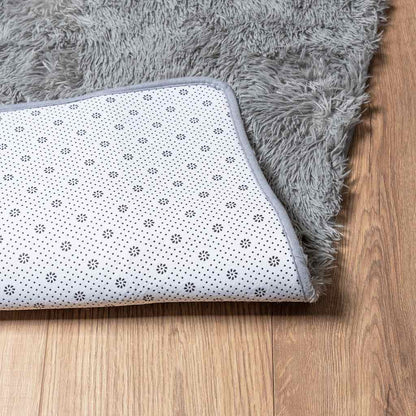 Shaggy Rug High Pile NAVARRA Light Grey 200x200 cm Polyester