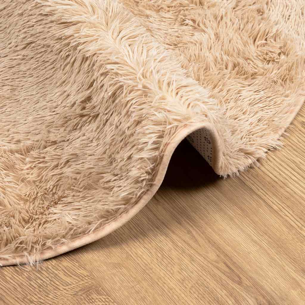 Shaggy Rug High Pile NAVARRA Beige 100x100 cm Polyester