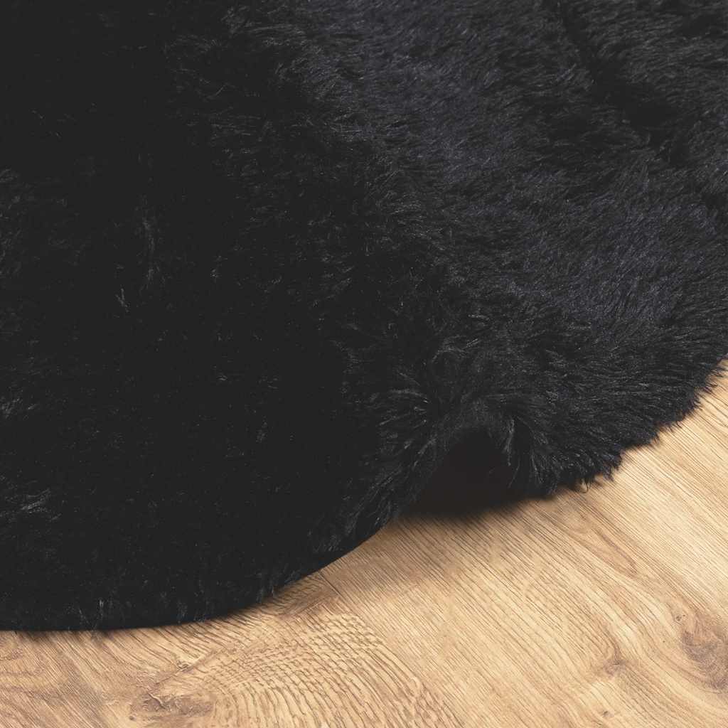 Shaggy Rug High Pile NAVARRA Black 100x100 cm Polyester