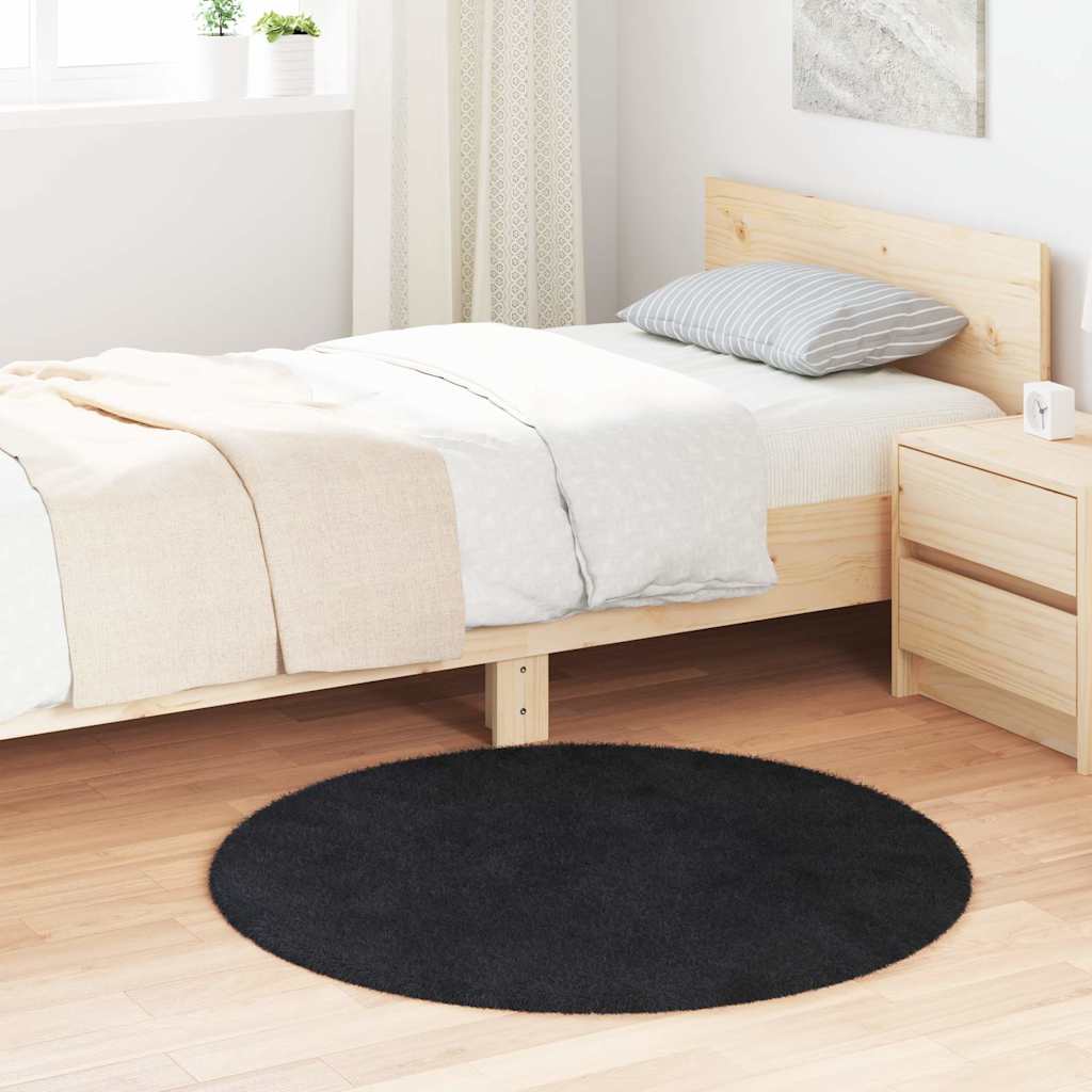 Shaggy Rug High Pile NAVARRA Black 100x100 cm Polyester
