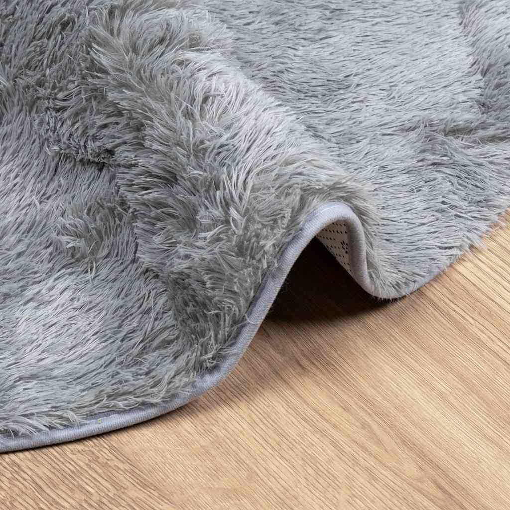 Shaggy Rug High Pile NAVARRA Light Grey 100x100 cm Polyester