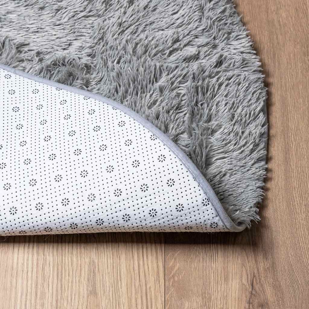 Shaggy Rug High Pile NAVARRA Light Grey 100x100 cm Polyester