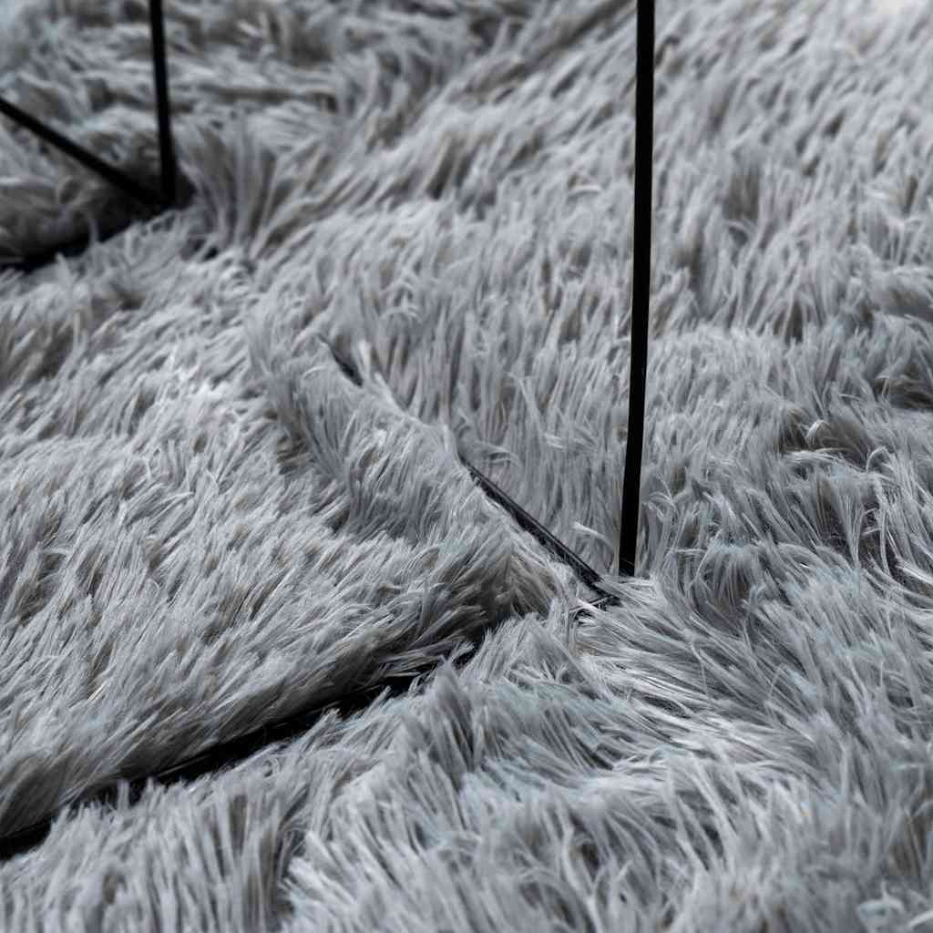 Shaggy Rug High Pile NAVARRA Light Grey 100x100 cm Polyester