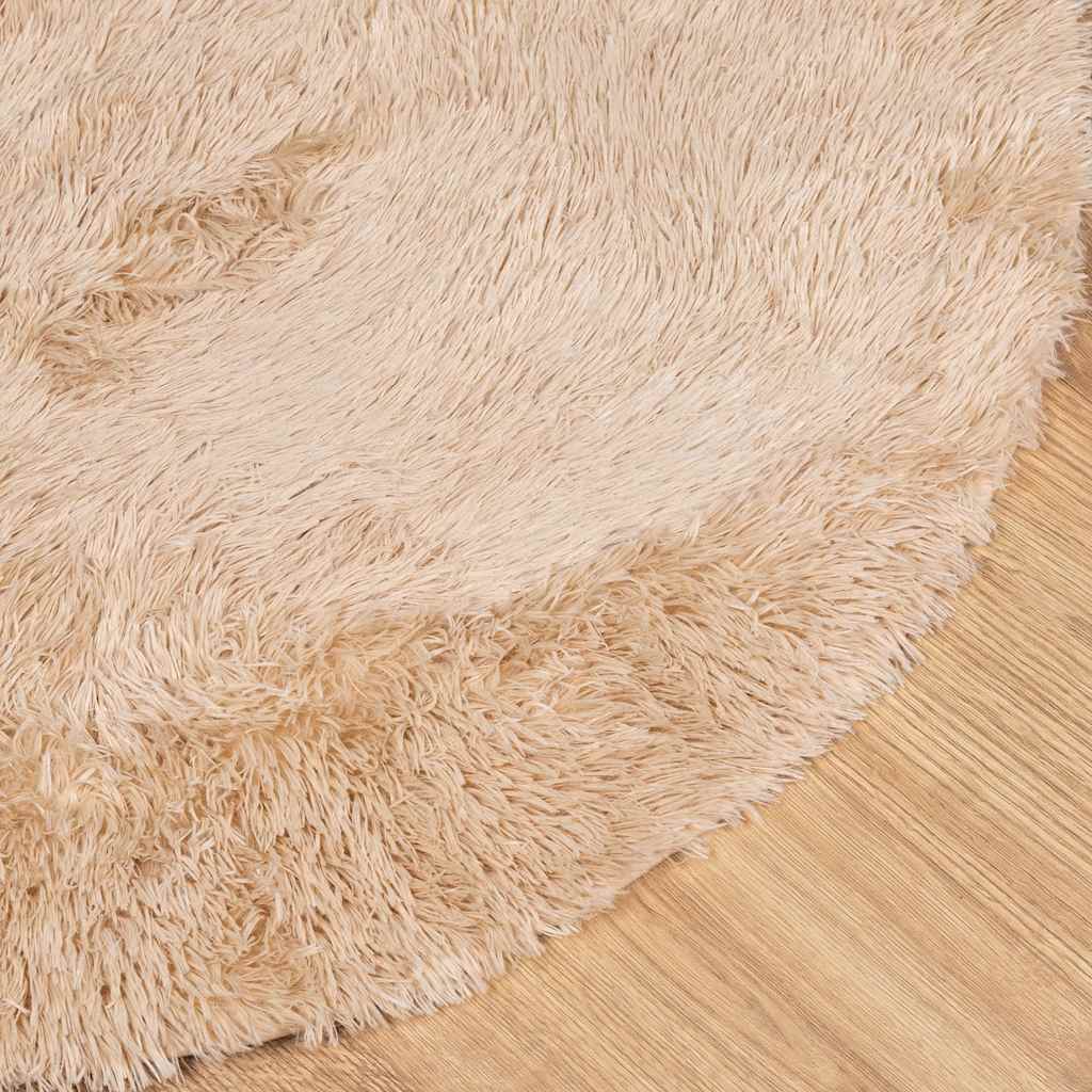 Shaggy Rug High Pile NAVARRA Beige 120x120 cm Polyester