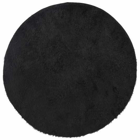 Shaggy Rug High Pile NAVARRA Black 120x120 cm Polyester