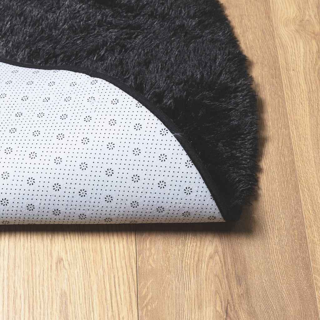Shaggy Rug High Pile NAVARRA Black 120x120 cm Polyester