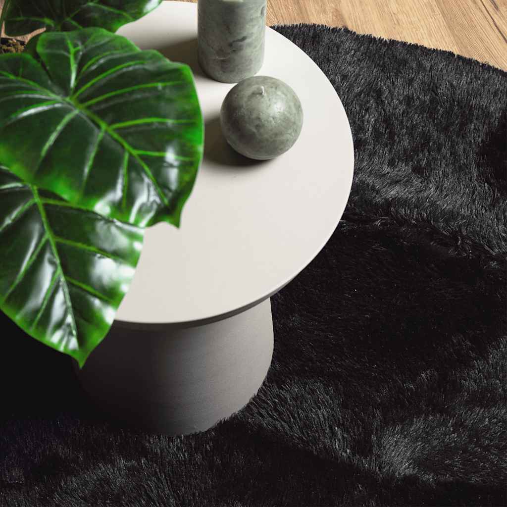 Shaggy Rug High Pile NAVARRA Black 120x120 cm Polyester