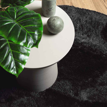 Shaggy Rug High Pile NAVARRA Black 120x120 cm Polyester