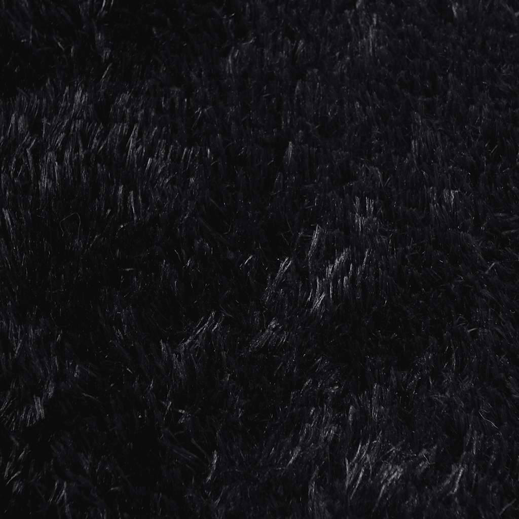 Shaggy Rug High Pile NAVARRA Black 120x120 cm Polyester