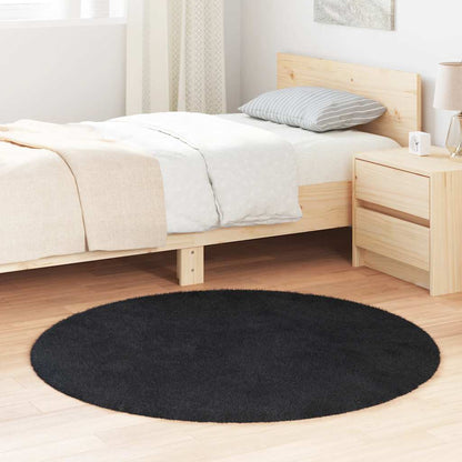 Shaggy Rug High Pile NAVARRA Black 120x120 cm Polyester