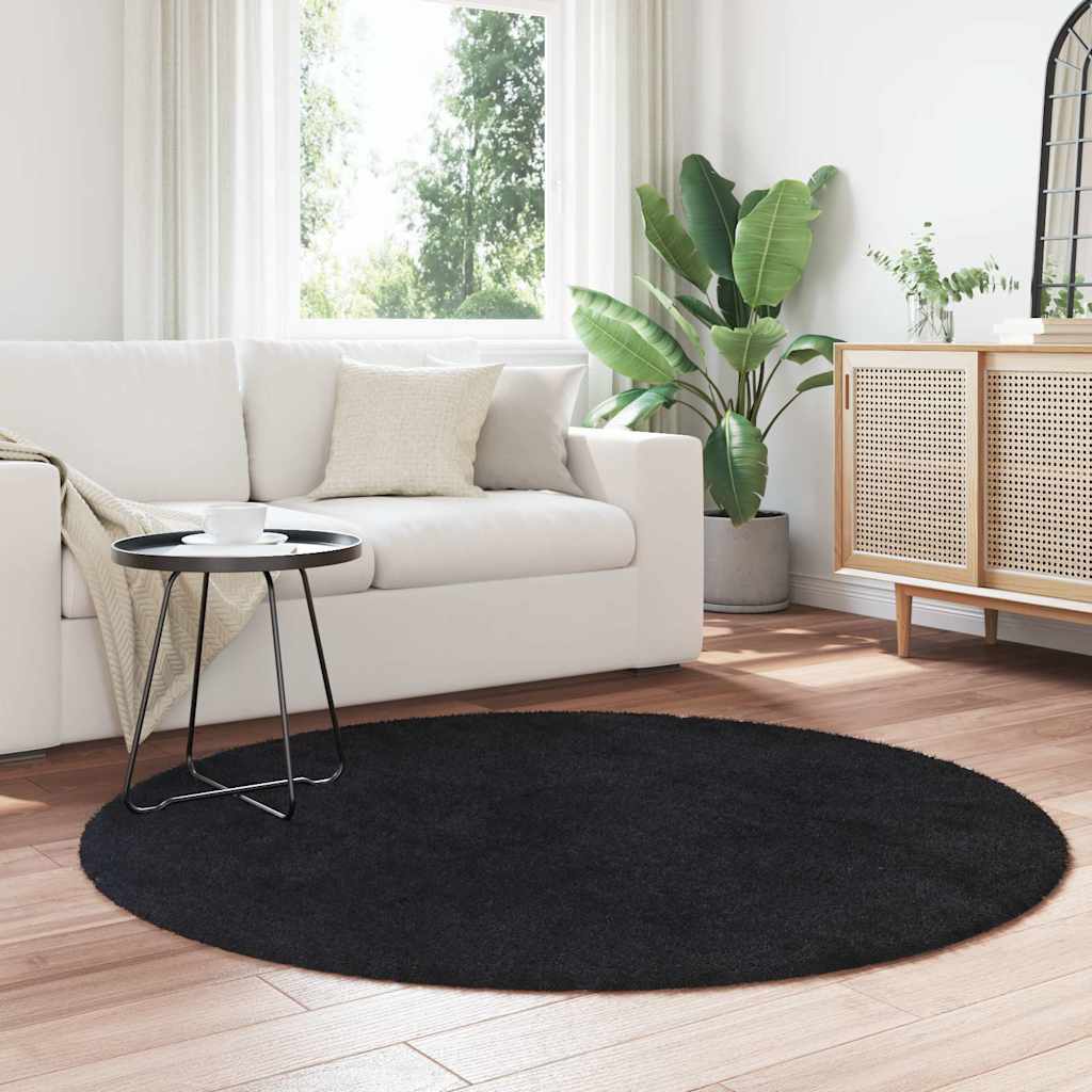 Shaggy Rug High Pile NAVARRA Black 160x160 cm Polyester