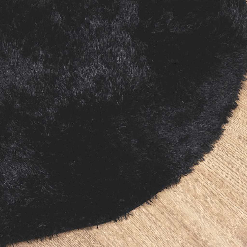 Shaggy Rug High Pile NAVARRA Black 160x160 cm Polyester