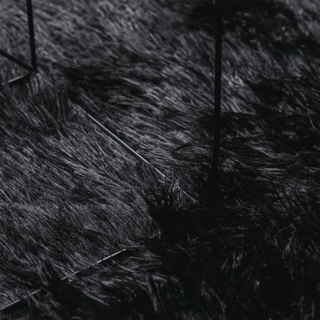 Shaggy Rug High Pile NAVARRA Black 200x200 cm Polyester