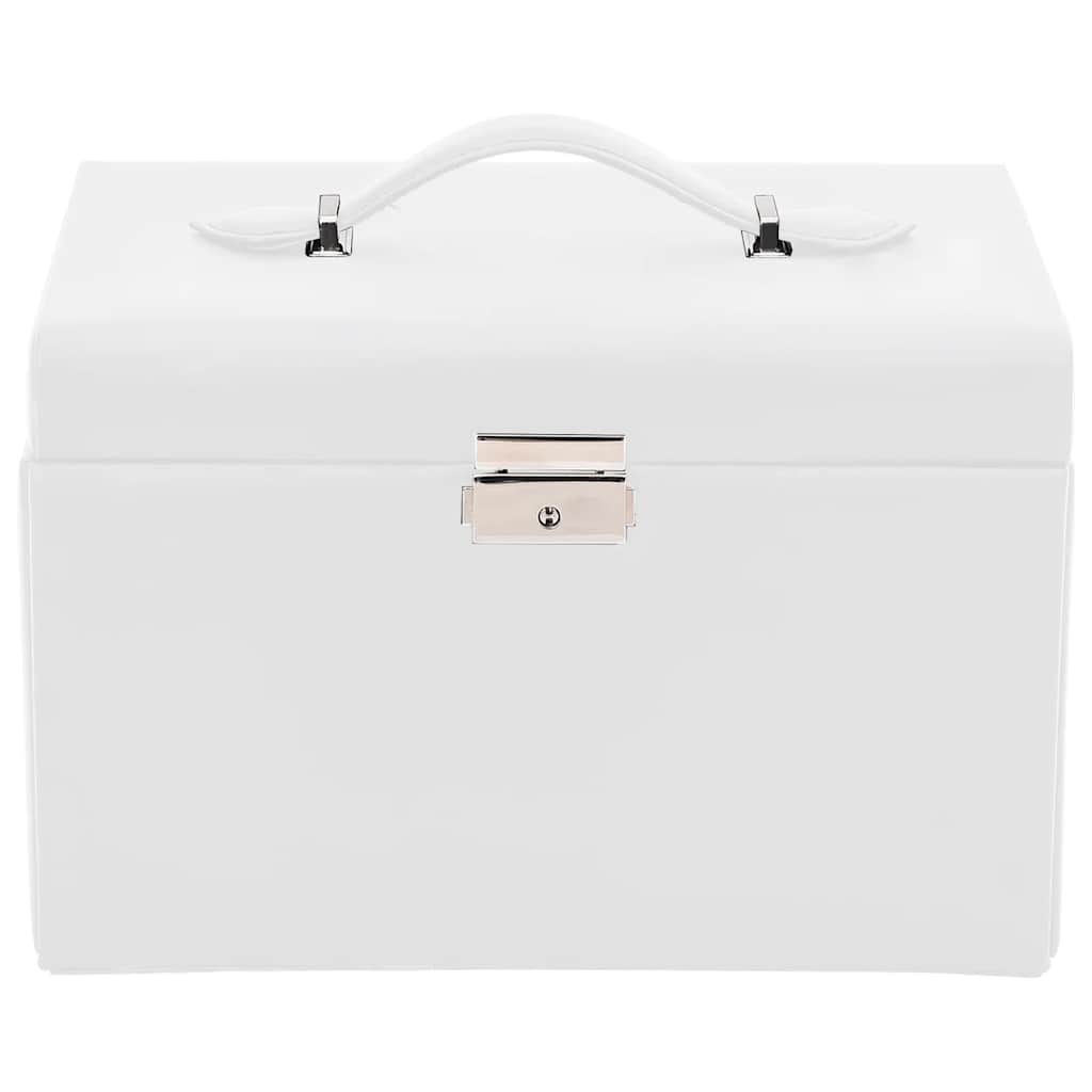Jewellery Box 3-Layer with Mirror Lockable White 26x18x17.5 cm