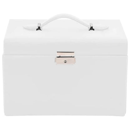 Jewellery Box 3-Layer with Mirror Lockable White 26x18x17.5 cm