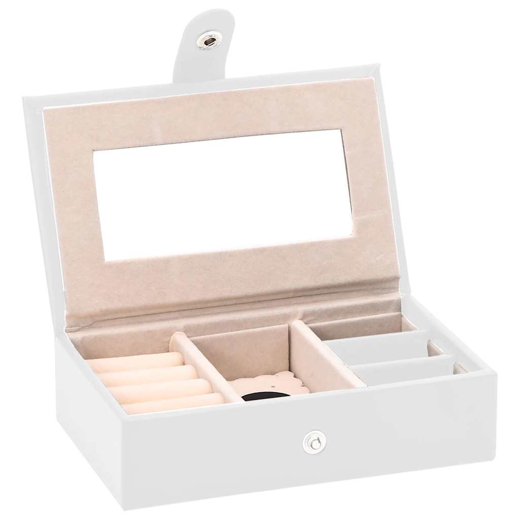 Jewellery Box 3-Layer with Mirror Lockable White 26x18x17.5 cm