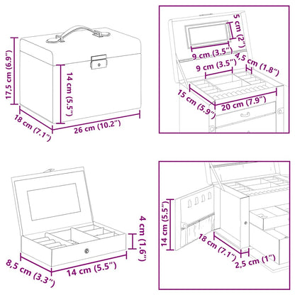 Jewellery Box 3-Layer with Mirror Lockable White 26x18x17.5 cm