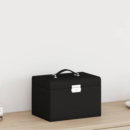 Jewellery Box 3-Layer with Mirror Lockable Black 26x18x17.5 cm