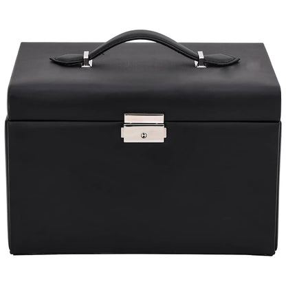 Jewellery Box 3-Layer with Mirror Lockable Black 26x18x17.5 cm
