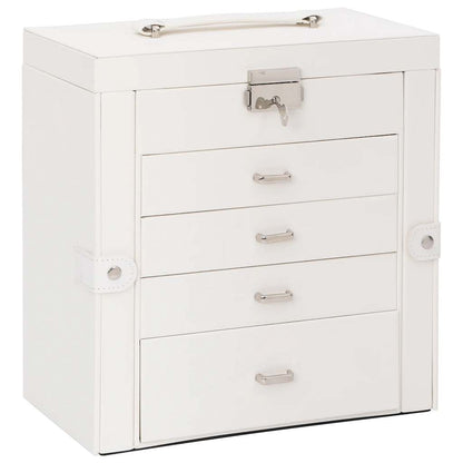 Jewellery Box 5-Layer with Mirror Lockable White